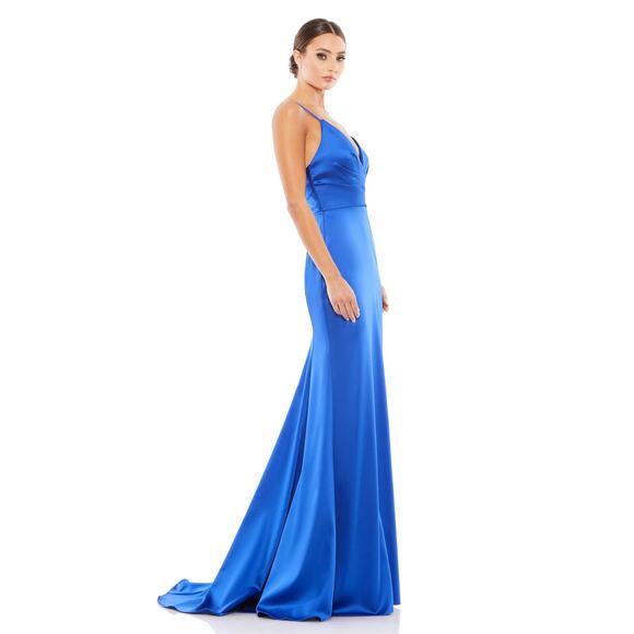IEENA FOR MAC DUGGAL 26264 Plunging Faux Wrap Sleeveless Evening Gown 14 NEW - Picture 3 of 8